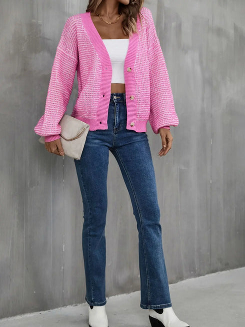 'Fauna' V-Neck Knit Cardigan - Celes Fashion